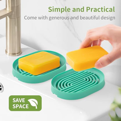 LOYATRO Bar Soap Holder for Shower Silicone Soap Dish for Bathroom Sink Soap Saver Bathtub Self Draining Soap Tray(C-Green,1) - color: C-mint Green
