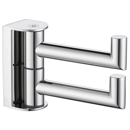 Suyar Polished Chrome Double Towel Hook, Swivel Robe Holder for Bathroom | Wall Hook with 2 Arms, SUS304 Stainless Steel, Screw Mount - color: Polished Chrome, size: 1 Pack