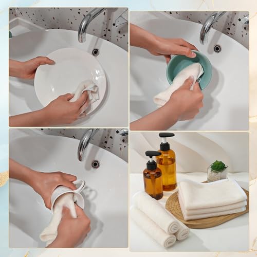6 Pcs Nylon Exfoliating Wash Cloths Set 15.7 x 11.8 Inch | Soft Dual Sided Body Face Towels Kitchen Dish Scrubber Reusable Bath Spa Towel for Women Men Travel - color: White, size: Medium
