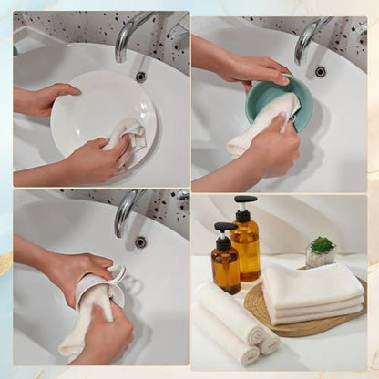 6 Pcs Nylon Exfoliating Wash Cloths Set 15.7 x 11.8 Inch | Soft Dual Sided Body Face Towels Kitchen Dish Scrubber Reusable Bath Spa Towel for Women Men Travel - color: White, size: Medium