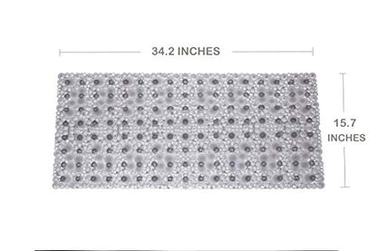 Extra Long Pebble Bath Tub Shower Mat 34.2 x 15.7, Bathmat Non-Slip with Suction Cups, Machine Washable, Bathroom Mats, Smooth/Non-Textured Surface Only (34.2" x 15.7", Transparent Light Gray) | Extra Long Bath Mat for Tub Non Slip, Machine Washable, Show