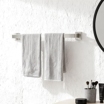 23.6 Inches Brushed Nickel Bathroom Towel Bar Set, 2-Piece Square Wall Mounted Towel Rack, Wall Mounted 304 Stainless Steel Towel Holder for Bathroom - color: Brushed Nickel, size: 2 pack
