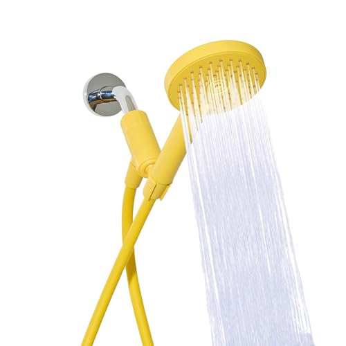 sproos! - Handheld Showerhead, High Pressure Performance, Yellow | Colorful - Easy DIY Installation - Renter Friendly - 3 Spray Functions with Pause - Extra Long 70 Inch Flexible Hose - color: Yellow