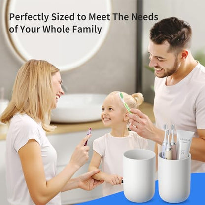 MOPMS 13oz Bathroom Tumbler 2PC, Unbreakable Plastic Cup，White | Unbreakable 380ml plastic bathroom tumbler with non-slip grip. Durable, reusable toothbrush cup for home and travel. - color: White-2 Pcs