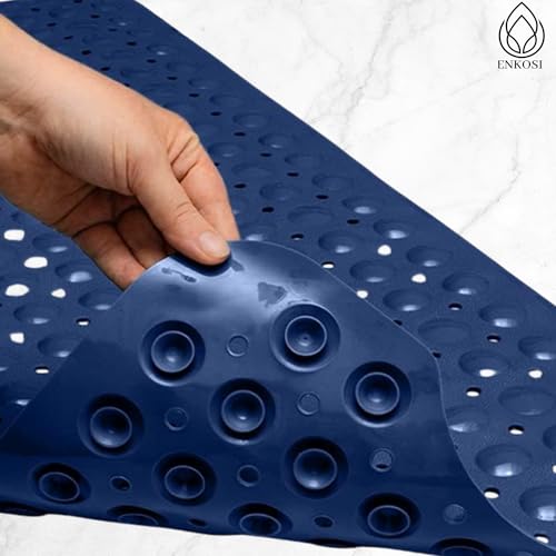 ENKOSI Bath Mat - Large Non Slip Bathtub & Shower Mat - Extra Long 40 x 16 Inch Bathroom Mats for Tub Nonslip Anti Slip Bathmats (40x16 Navy 1-Pack) | Navy Blue color; Durable PVC; 40x16 in, Navy Blue - color: Navy Blue