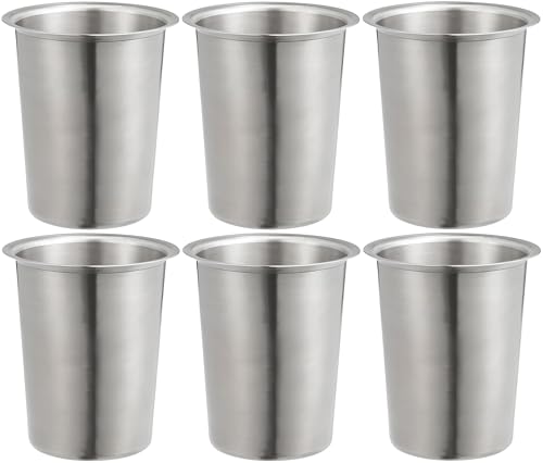 OCS Parts Set of Six 5-Inch Stainless Steel Utensil Organizer Cups | For Flatware, Kitchen Utensils, Silverware, Straws, Pens and Pencils - color: Stainless Steel