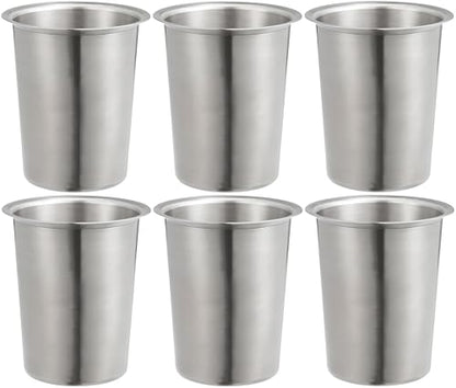 OCS Parts Set of Six 5-Inch Stainless Steel Utensil Organizer Cups | For Flatware, Kitchen Utensils, Silverware, Straws, Pens and Pencils - color: Stainless Steel