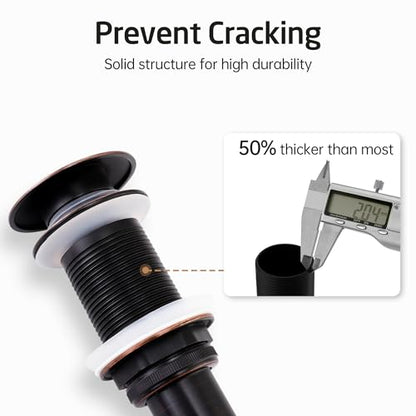 KES Bathroom Sink Drain Without Overflow Vessel Sink Lavatory Vanity Pop Up Drain Stopper Oil Rubbed Bronze, All Metal Rustproof Brass and 304 Stainless Steel, for 1.6"-1.9" Sink Hole, S2008D-ORB - color: Oil Rubbed Bronze, style: NO Overflow, 1 Pack