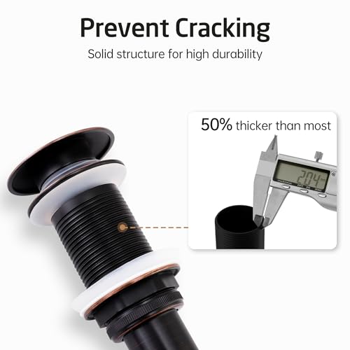 KES Bathroom Sink Drain Without Overflow Vessel Sink Lavatory Vanity Pop Up Drain Stopper Oil Rubbed Bronze, All Metal Rustproof Brass and 304 Stainless Steel, for 1.6"-1.9" Sink Hole, S2008D-ORB - color: Oil Rubbed Bronze, style: NO Overflow, 1 Pack