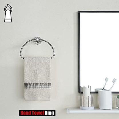 JQK Chrome Towel Ring, Stainless Steel Half Ring Towel Holder for Bathroom, 7 Inch Polished Chrome Wall Mount, TR160-CH - color: Chrome