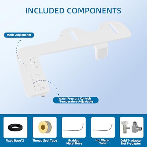 Bidet Attachment for Toilet, Adjustable Warm and Cold Water & Pressure, Self-Cleaning Dual Nozzles, Easy Install (White) - color: White, Cold & Warm