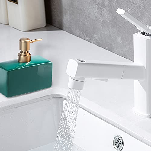 Modern Soap Dispenser with Gold Pump, Rectangle Soap Dispenser(Dark Green) | 13.5 oz Ceramic Lotion Dispenser, Refillable Dish Soap Dispenser - color: Dark Green