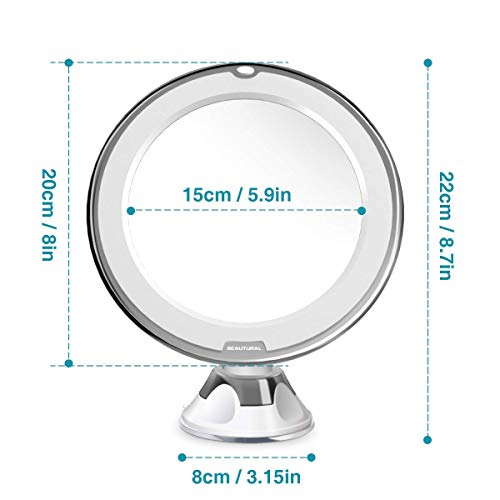Updated 2022 Version 10X Magnifying Makeup Vanity Mirror with Lights, LED Lighted Portable Hand Cosmetic Magnification Light up Mirrors for Home Tabletop Bathroom Shower and Travel - size: 2.8"L x 0.4"W