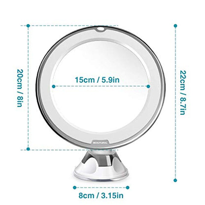 Updated 2022 Version 10X Magnifying Makeup Vanity Mirror with Lights, LED Lighted Portable Hand Cosmetic Magnification Light up Mirrors for Home Tabletop Bathroom Shower and Travel - size: 2.8"L x 0.4"W