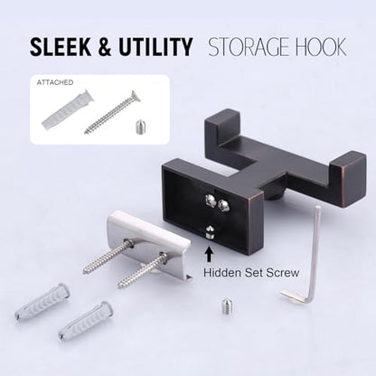 Double Bathroom Towel Hook for Wall Mounted - Oil Rubbed Bronze Modern Towel Holder - Heavy Duty Coat Robe Hooks for Wall - Stainless Steel Shower Towel Hanger - color: Oil Rubbed Bronze