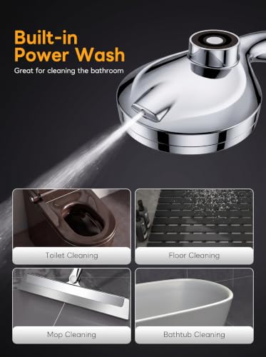 High Pressure Handheld Shower Head Chrome,9 Function Sprays Magnetic Rain Shower Head with Handheld,Anti-clog Nozzles, Built-in Power Wash to Clean Tub - color: Chrome