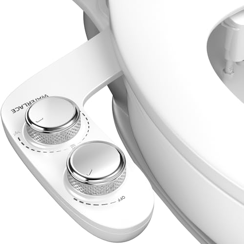 WATERLACE Ultra-Slim Bidet Attachment for Toilet - Dual Nozzle, Rear & Feminine Wash, Self-Cleaning, Adjustable Cold Water Pressure, Non-Electric Bidet Toilet Seat for Bathroom, Easy Install (Chrome) - color: White