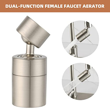 Hibbent Faucet Aerator, 360 Degree Kitchen Sink Faucet Aerator, Dual-function Swivel Big Angle Kitchen Faucet Attachment, Faucet Replacement Part, Brushed Nickel - color: Brushed Nickel, style: Dual Modes