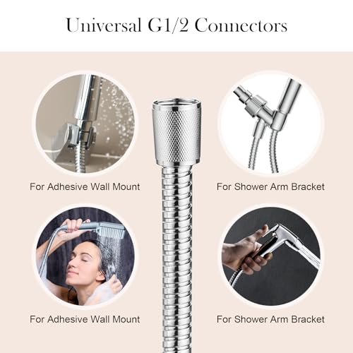 Shower Hose, 79 Inches Extra Long Stainless Steel Handheld Shower Head Hose Replacement with Brass Insert and Nut, Flexible Hose Extension for Hand Held Shower Head - color: Chrome