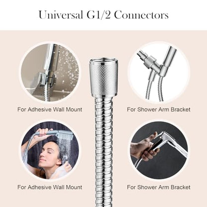 Shower Hose, 79 Inches Extra Long Stainless Steel Handheld Shower Head Hose Replacement with Brass Insert and Nut, Flexible Hose Extension for Hand Held Shower Head - color: Chrome