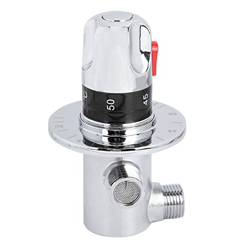 Brass Thermostatic Mixer Valve, Temperature Control Shower Valve, Wall Mounted Bath Mixer with Safety Button and Dual Filter Nets, for Home Water Heater and Shower System