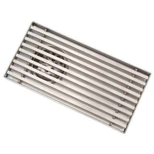 304 Stainless Steel Linear Shower Drain 8 Inch Long 20x10 cm Rectangular Floor Grate for 50 mm Pipe Middle Outlet (Side Drain) - size: Side Drain