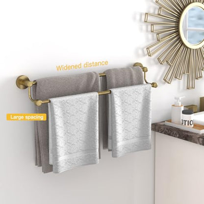 Double Towel Bar Bathroom Towel Rack Towel Rod Holder Antique Brass | Adjustable 16-26 In,Wall Mounted Towel Holder, Stainless Steel, Rustproof, Towel Bar Rod Hanger Hardware Accessories Hotel - color: Antique Brass