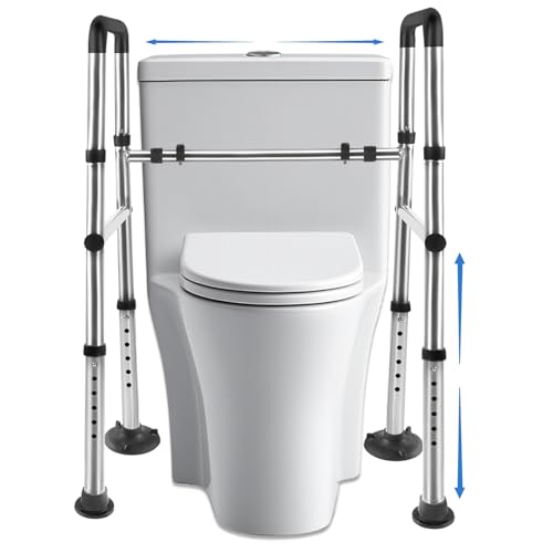 Toilet Safety Rails, Adjustable Toilet Safety Frame & Rails, Toilet Safety Rail for Elderly Adults