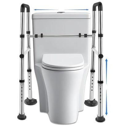 Toilet Safety Rails, Adjustable Toilet Safety Frame & Rails, Toilet Safety Rail for Elderly Adults
