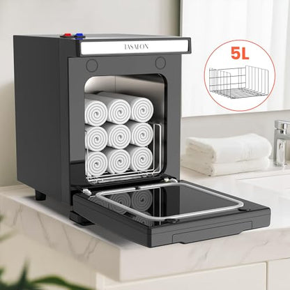 TASALON 5L Hot Towel Warmer Cabinet, Aluminum Inner Chamber - Black | Removable tray, fast heating, compact 5L size, ideal for spa, salon, esthetician & massage use, black finish - color: Black