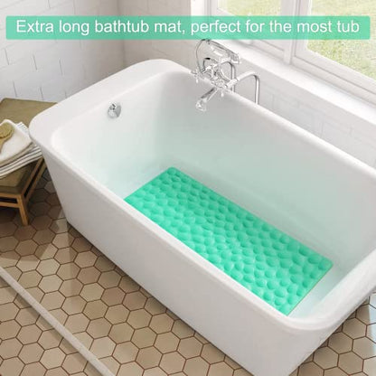 Non-Slip Bathtub Mat OTHWAY Soft Rubber Bathroom Bathmat with Strong Suction Cups (Fruit Green, 16x40 inch) - color: Fruit Green, size: 40" x 16" (Rectangular)