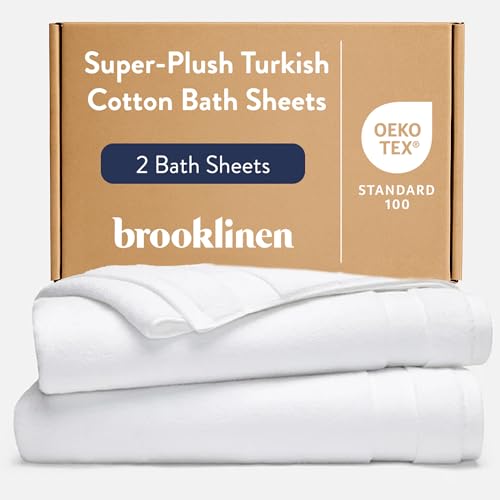 Brooklinen Super-Plush 100% Turkish Cotton Bath Sheets - Set of 2-770 GSM, Highly Absorbent, Machine Washable, Oversized Bath Towels for Home & Bathroom (40" x 65", Solid White) - color: Solid White, size: Bath Sheet 2-Pack