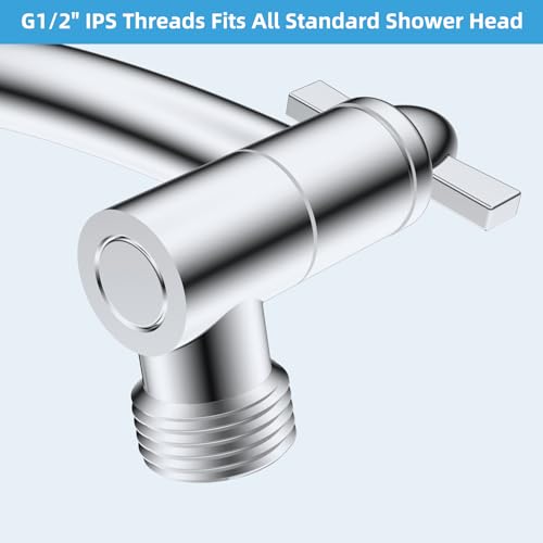 Hibbent All Metal 10'' Shower Head Extension Arm, Chrome | Solid Brass Adjustable Shower Arm with Lock Joint, Flexible Height & Angle, Universal Connection Shower Head Extender - color: Chrome, size: 10 Inch