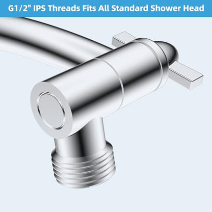 Hibbent All Metal 10'' Shower Head Extension Arm, Chrome | Solid Brass Adjustable Shower Arm with Lock Joint, Flexible Height & Angle, Universal Connection Shower Head Extender - color: Chrome, size: 10 Inch