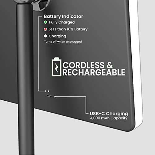 Orbit LED Vanity Mirror with Lights, 7X/1X Magnification, Dimmable & USB-C Rechargeable Tabletop Mirror - Phantom Black - color: Phantom Black