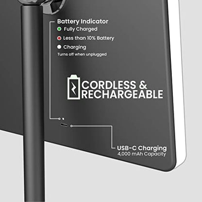 Orbit LED Vanity Mirror with Lights, 7X/1X Magnification, Dimmable & USB-C Rechargeable Tabletop Mirror - Phantom Black - color: Phantom Black