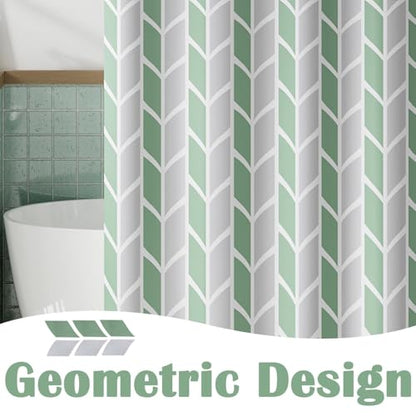 jinchan Green and White Shower Curtain Chevron Arrow Geometric Farmhouse Shower Curtains for Bathroom Waterproof Fabric Shower Curtain Modern Shower Curtain Set with Hooks 70x72 inches - color: Arrow Green, size: 70"W x 72"L (Pack of 1)