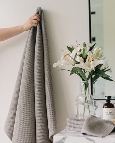 Cozy Earth Waffle Bath Sheets, Mini Textured Waffle Weave Pattern | 60% Cotton 40% Viscose from Bamboo Bath Sheets 40 x 65 Inches, Soft and Absorbent Terry, 2 Pack Charcoal - color: Charcoal, size: Bath Sheet