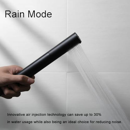 Black Shower Wand Brass Handheld Shower 7 Inch High Pressure Hand Held Shower Head High Flow Sprayer, 2 In 1 Function with 59 inch Hose, Bracket - color: Black