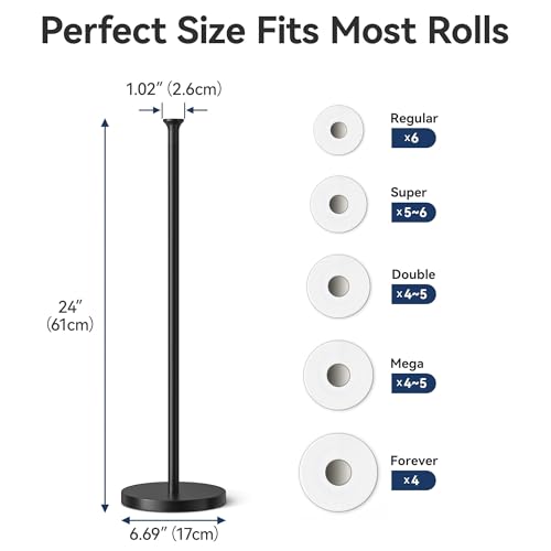 Toilet Paper Holder Stand(with Reserve Function), Free-Standing Spare Rolls Storage Holder, Stainless Steel, Modern Design - color: Matte Black