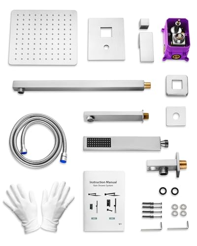 10" Shower Faucet Set with Tub Spount, High Pressure Rainfall Shower Head and Handheld Sprayer Combo, Bathroom Tub Shower Faucet Set, Brushed Nickel - color: Brushed Nickel