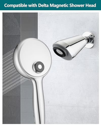 Adjustable Shower Holder Compatible with Delta Fit Kohler Magnetic Handheld Showerhead - 3M VBH Adhesive Tape for Strong Hold, No Drill, Any Height Use, Chrome - size: Chrome