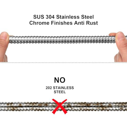 4 Pcs 79 Inches Extra Long Flexible Shower Hose Bulk Replacement Stainless Steel Handheld Shower Head Durable Wand Hose with Brass Insert and Nut for Bathtub Hotel Bathroom