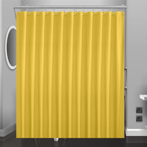Yellow Cream Plastic Shower Curtain Or Liner, 72x72 Inch Lightweight Yellow Plastic Bathroom Shower Showroom Inner Curtain with Rustproof Metal Grommet Holes and Weighted Magnets - color: I01-yellow Cream, size: 72"W x 72"L (Pack of 1)