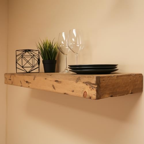 Urbandi Rustic Distressed Floating Shelves, Set of 2, Handmade Out of Pine Wood, 3 Inch Thick, Made in USA (Aged Oak, 36Lx3Hx8D) - color: Aged Oak, size: 36Lx3Hx8D