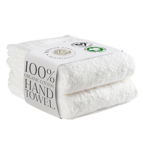Delilah Home Turkish Cotton Bath Towels - Soft and Absorbent, 100% Organic, 700 GSM Thick Weave, Gentle for Sensitive Skin - 2 Pieces Hand Towel Set 16x30 Inches - White - color: White, size: Hand Towels