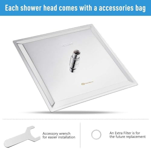 NearMoon Rain Shower Head, High Flow Stainless Steel Square Rainfall Shower, Waterfall Bath Shower Body Covering, Ceiling or Wall Mount (12 Inch, Chrome Finish) - color: Chrome Finish, size: 12 Inch Square