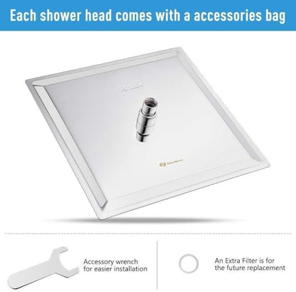 NearMoon Rain Shower Head, High Flow Stainless Steel Square Rainfall Shower, Waterfall Bath Shower Body Covering, Ceiling or Wall Mount (12 Inch, Chrome Finish) - color: Chrome Finish, size: 12 Inch Square