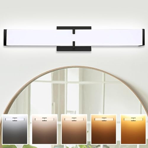 40 inch Bathroom Vanity Light 2700/3000/3500/4000/5000k Dimmable, Black Modern Matte for Vanity Lighting Over Mirror LED, Equivalent to Incandescent 350W, ETL Certificated (1 Pack) - color: Black-5CCT, size: 40 INCH