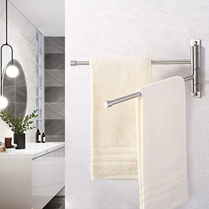 KES Bathroom Towel Bar 13.8 Inch, Swing Out 2-Arm, Wall Mounted | Holder, SUS304 Stainless Steel Brushed Finish, A2102S2-2 - color: Brushed Finish, size: 13.8-Inch (2 Bars)